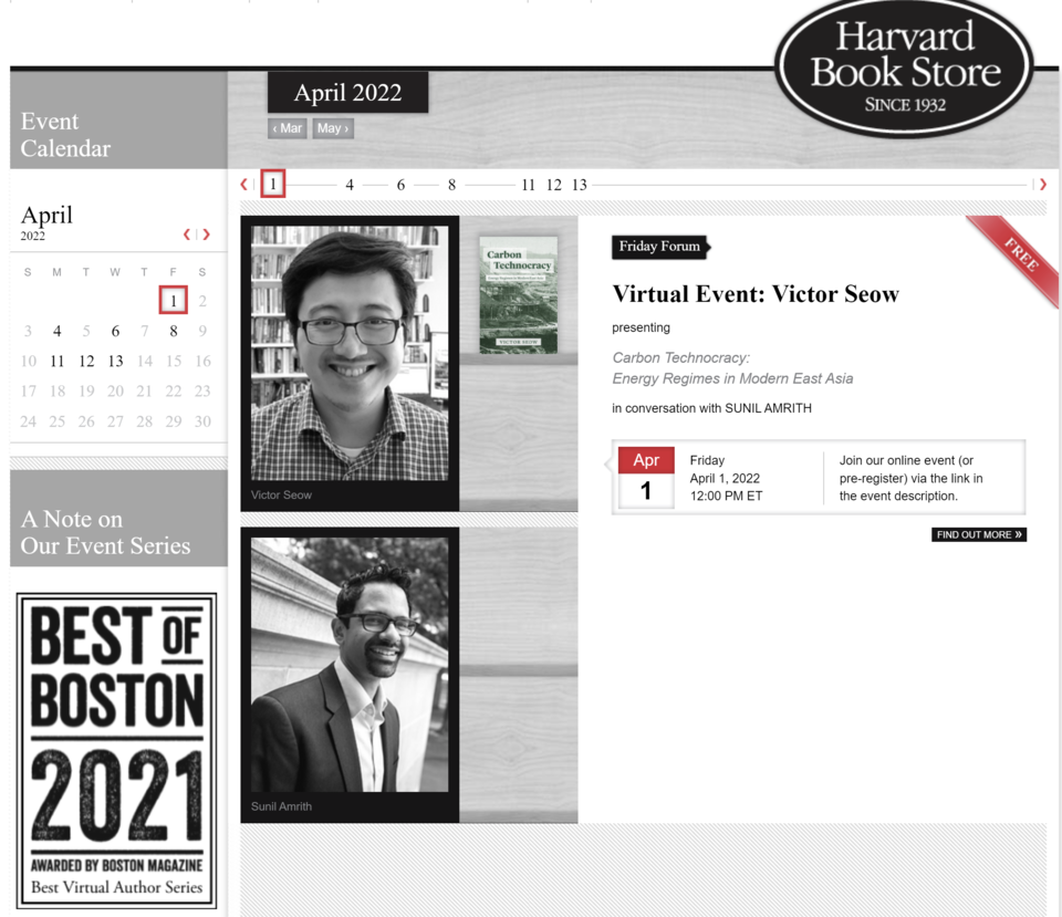 Book discussion - Harvard Book Store - April 1, 2022